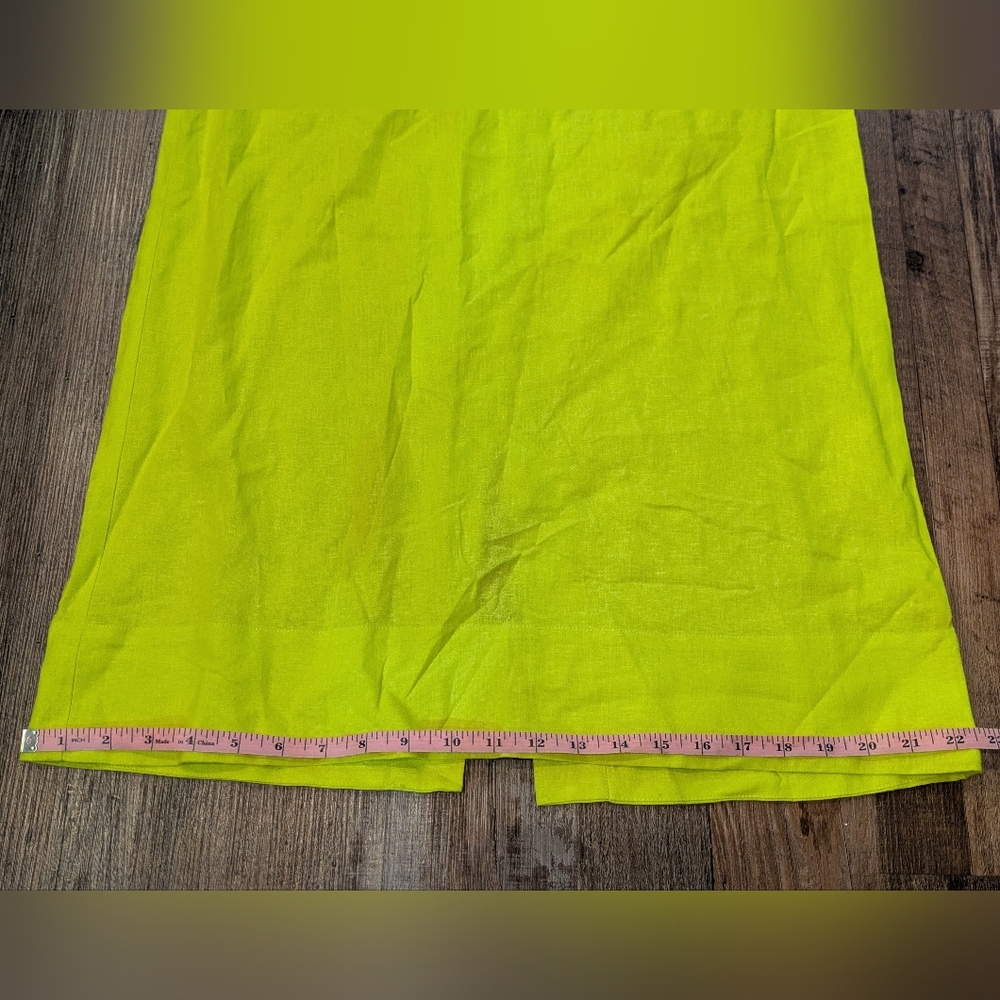NWT Farm Rio Lime Green Monstera Midi Linen Viscose Blend Dress Size Medium - Picture 13 of 14